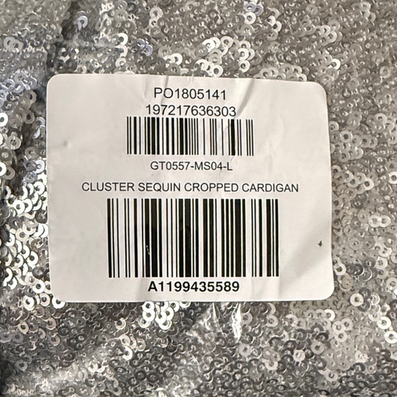 NWT Good American Cluster Sequin Cropped Cardigan - Picture 2 of 4